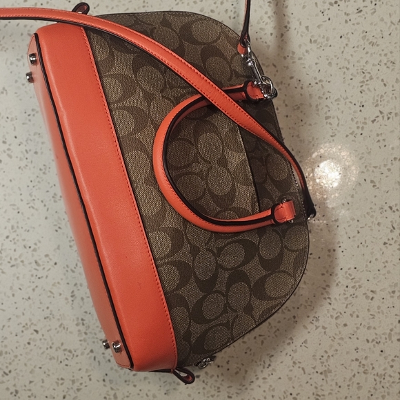 Coach Signature File Crossbody Bag Brown orange khaki - Picture 9 of 11